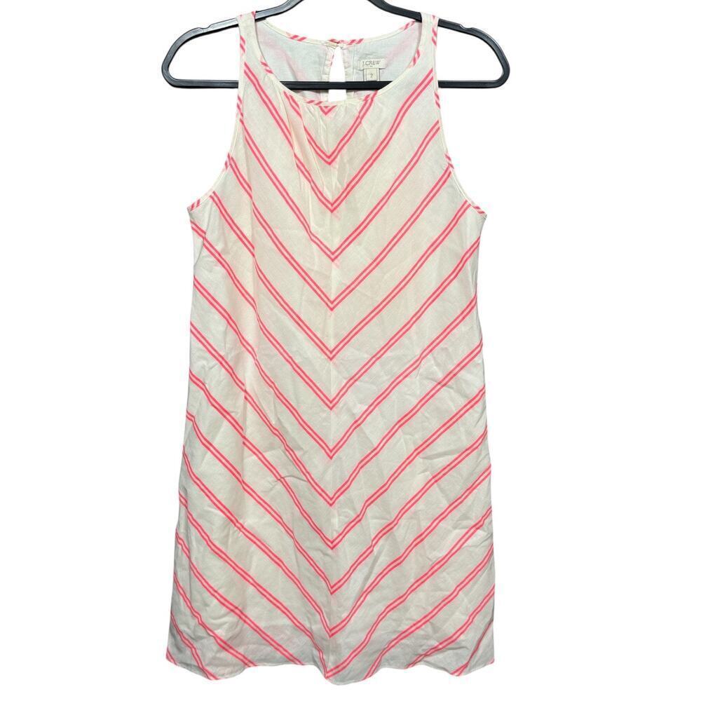 J.Crew Pink Chevron Stripe Shift Dress Size 2 - Picture 2 of 5
